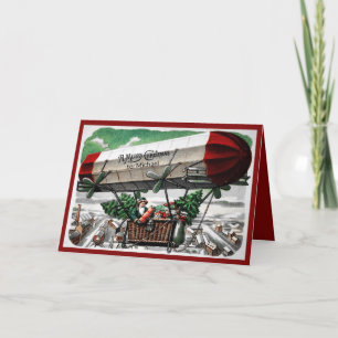Navidades zepelín batillo saludar tarjeta dirigibl