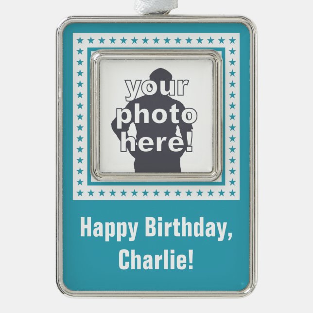 Navideño FOTO personalizado, TEXTO y adorno de COLOR (Anverso)