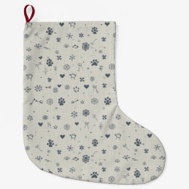 Navideño Grande Calcetín de mascota nórdico minimalista con huella