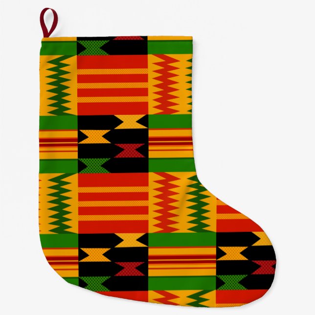 Navideño Grande Calcetín de Navidad Afrocentrico (Anverso)