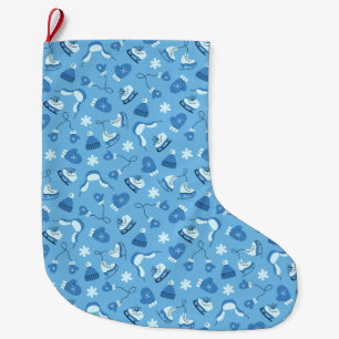 Navideño Grande Calcetín de Navidad azul con patrón de invierno di