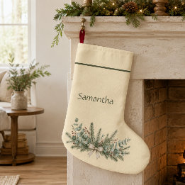 Navideño Grande Calcetín de Navidad botánico nórdico personalizado