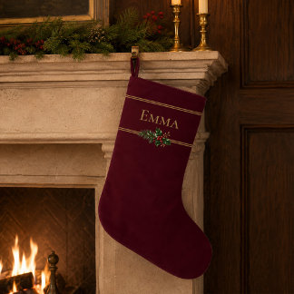 Navideño Grande Calcetín de Navidad Burgundy Personalizado