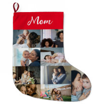 Calcetín de Navidad con collage de fotos personali