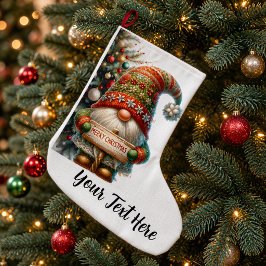 Navideño Grande Calcetín de Navidad con Gnome de Santa personaliza