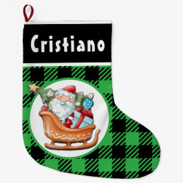 Navideño Grande Calcetín de Navidad con trineo de regalos de Santa
