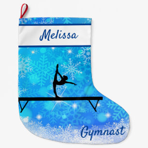 Navideño Grande Calcetín de Navidad Copo de Nieve de Gimnasia en B