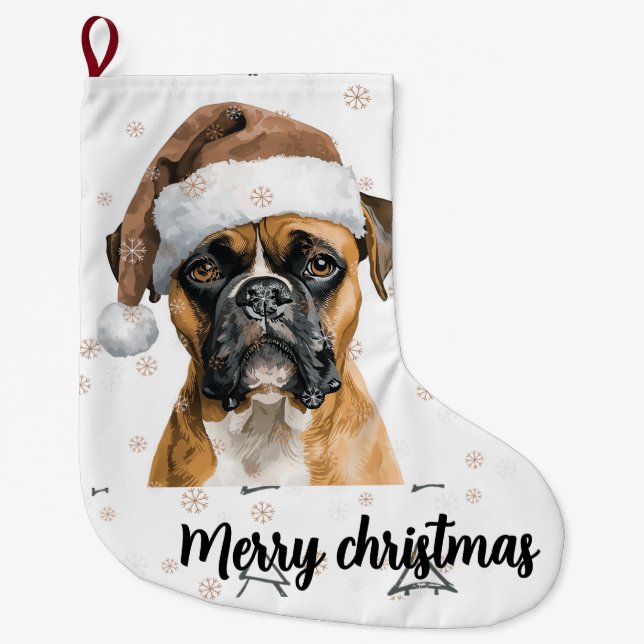 Navideño Grande Calcetín de Navidad de Boxer (Anverso)