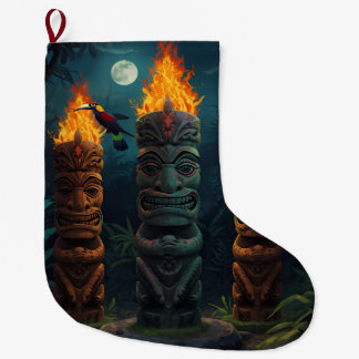 Navideño Grande Calcetín de Navidad de Dioses Tiki