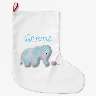 Navideño Grande Calcetín de Navidad de elefante lindo personalizad