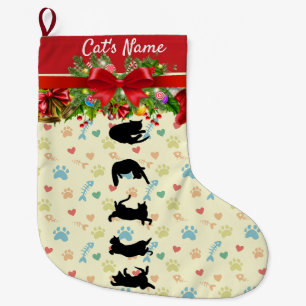 Navideño Grande Calcetín de Navidad de Gato