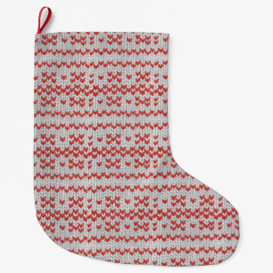 Navideño Grande Calcetín de Navidad de punto nórdico rojo II
