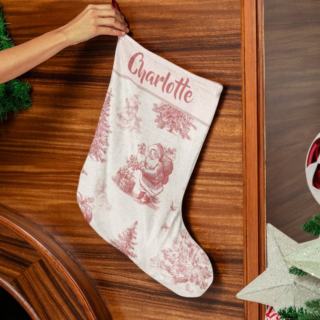 Navideño Grande Calcetín de Navidad de Toile Rosa Personalizado (Subido por el creador)