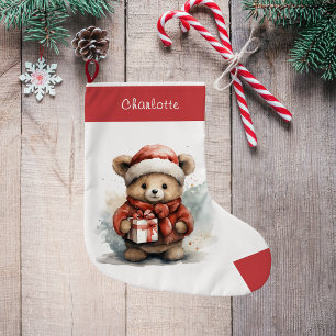 Navideño Grande Calcetín de Navidad del Oso para Niño