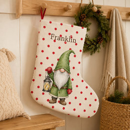 Navideño Grande Calcetín de Navidad nórdico de gnomo verde persona