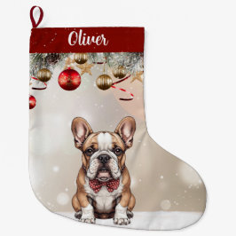 Navideño Grande Calcetín de Navidad personalizable de cachorro de 
