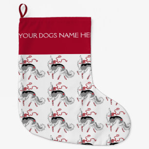 Navideño Grande Calcetín de Navidad personalizable para Borzoi