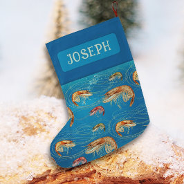 Navideño Grande Calcetín de Navidad personalizado con camarones en