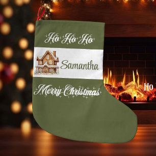 Navideño Grande Calcetín de Navidad personalizado con letra minima