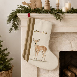 Navideño Grande Calcetín de Navidad personalizado de cierva del bo