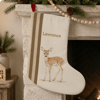 Navideño Grande Calcetín de Navidad personalizado de ciervo bebé n