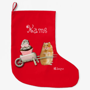 Navideño Grande Calcetín de Navidad personalizado de hámster diver