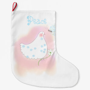 Navideño Grande Calcetín de Navidad personalizado de la paloma de