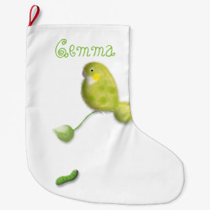 Navideño Grande Calcetín de Navidad personalizado de pájaro lindo