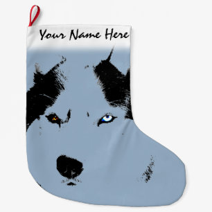 Navideño Grande Calcetín de Navidad personalizado para Husky