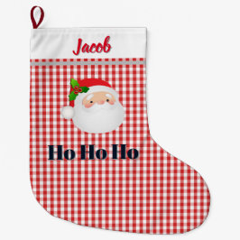 Navideño Grande Calcetín de Navidad Personalizado - Santa Ho Ho Ho