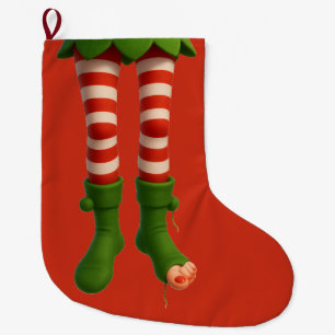 Navideño Grande Calcetín de Navidad Piernas Divertidas de Elfo P