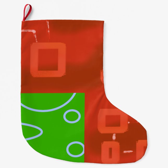 Navideño Grande Calcetín de Navidad Rojo Verde (Anverso)