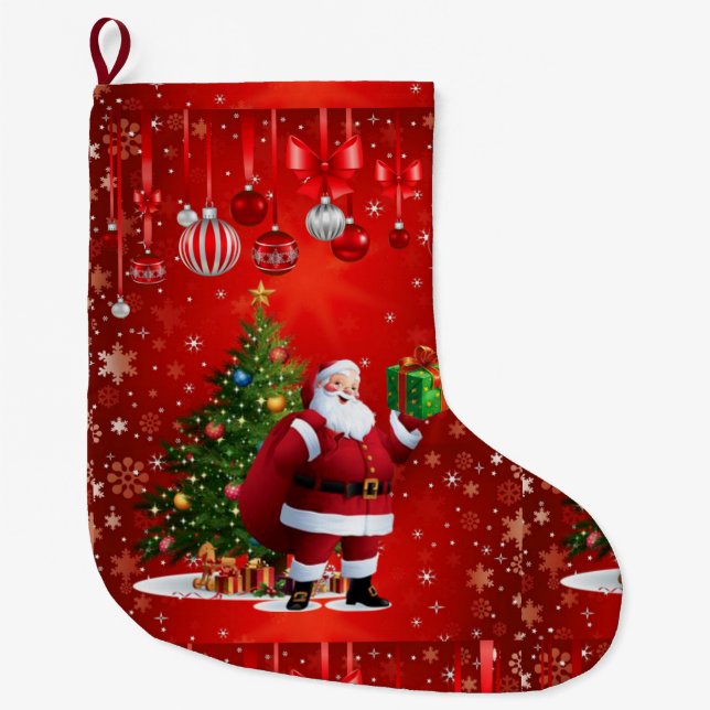 Navideño Grande Calcetín de Navidad, Santa (Anverso)