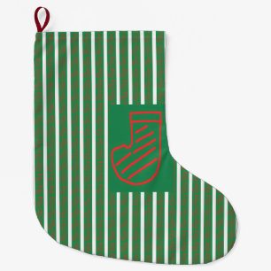 Navideño Grande Calcetín de Navidad verde sobre verde