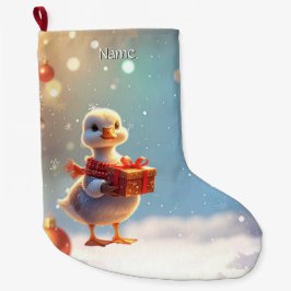 Navideño Grande Calcetín de vacaciones de patito pequeño
