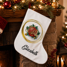 Calcetín Personalizado de Navidad Feliz Dorado