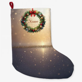 Navideño Grande Corona navideña festiva Calcetín de vacaciones