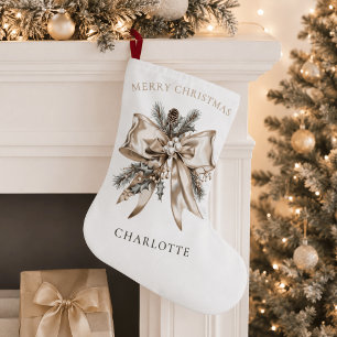 Navideño Grande Elegante calcetín de Navidad personalizado