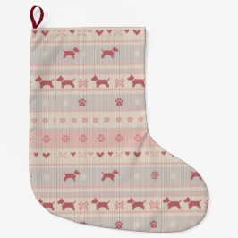 Navideño Grande Minimalista calcetín de perro escandinavo rosa | N