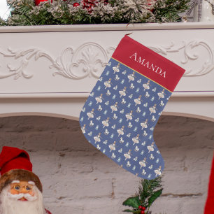 Navideño Grande Patrón de Bailarina Elegante Calcetín de Navidad L