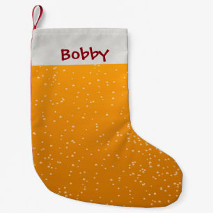 Navideño Pequeño Calcetín de cerveza rubia personalizada