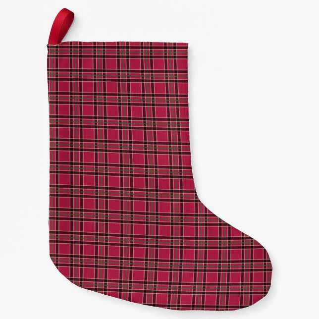 Navideño Pequeño Calcetín de Cuadro Rojo (Anverso)