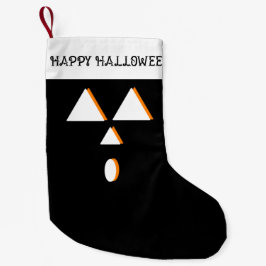 Navideño Pequeño Calcetín de Halloween | Cara de Calabaza Geométric
