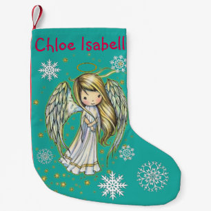 Navideño Pequeño Calcetín de Navidad Angelito Estrella Personalizad