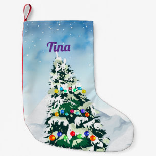 Navideño Pequeño Calcetín de Navidad con nombre personalizado
