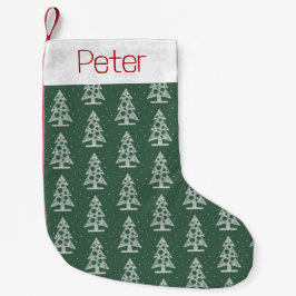 Navideño Pequeño Calcetín de Navidad con patrón de árbol personaliz