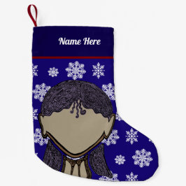 Navideño Pequeño Calcetín de Navidad con silueta de niña.