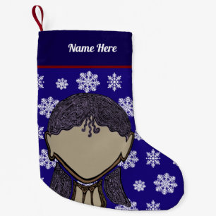 Navideño Pequeño Calcetín de Navidad con silueta de niña.