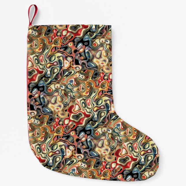 Navideño Pequeño Calcetín de Navidad de Arte Abstracto (Anverso)