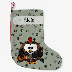 Navideño Pequeño calcetín de Navidad de búho rockero